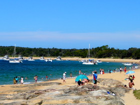Jibbon Beach on a busy summer afternoon