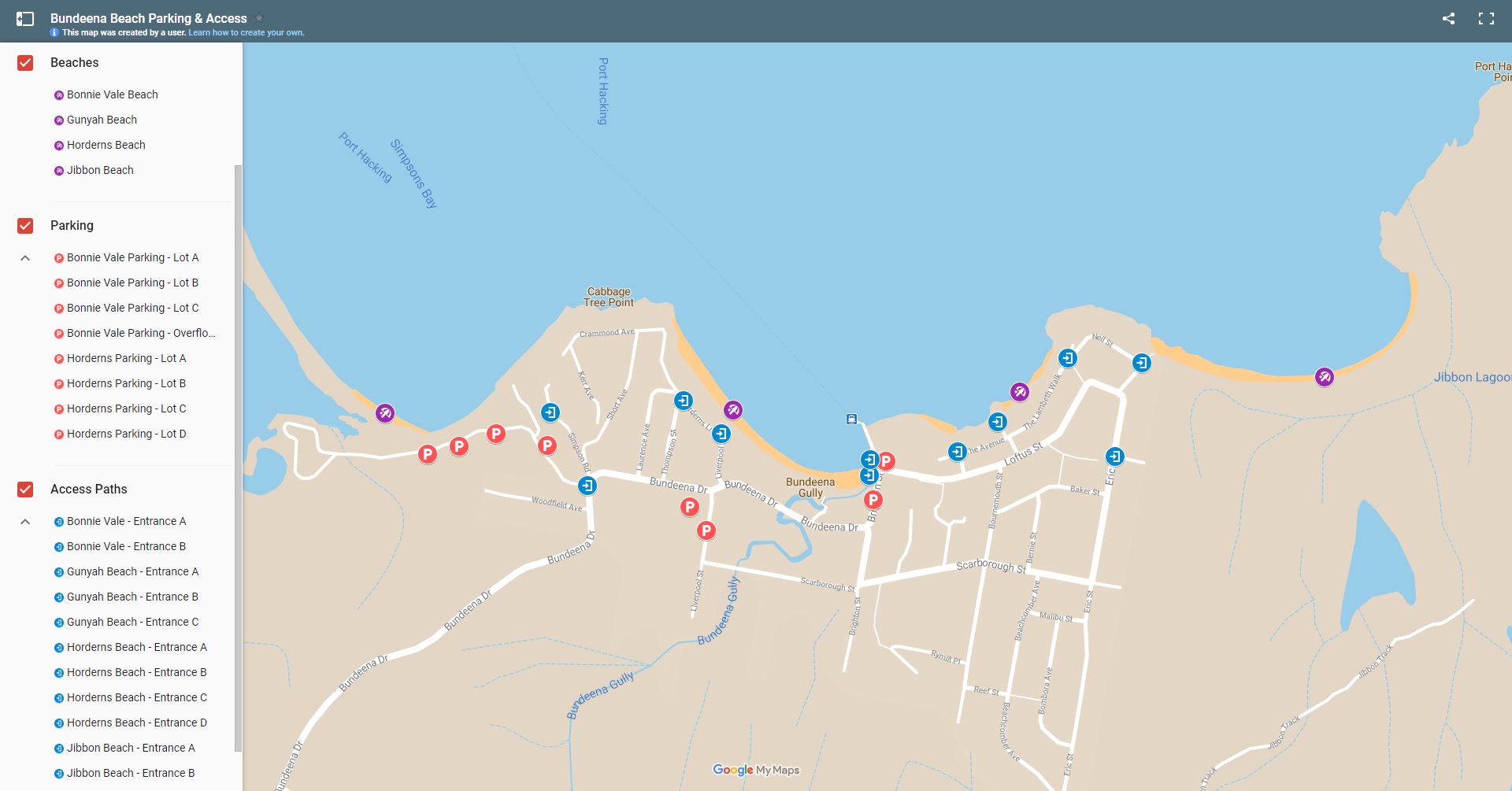 Bundeena Beach Parking Access Map
