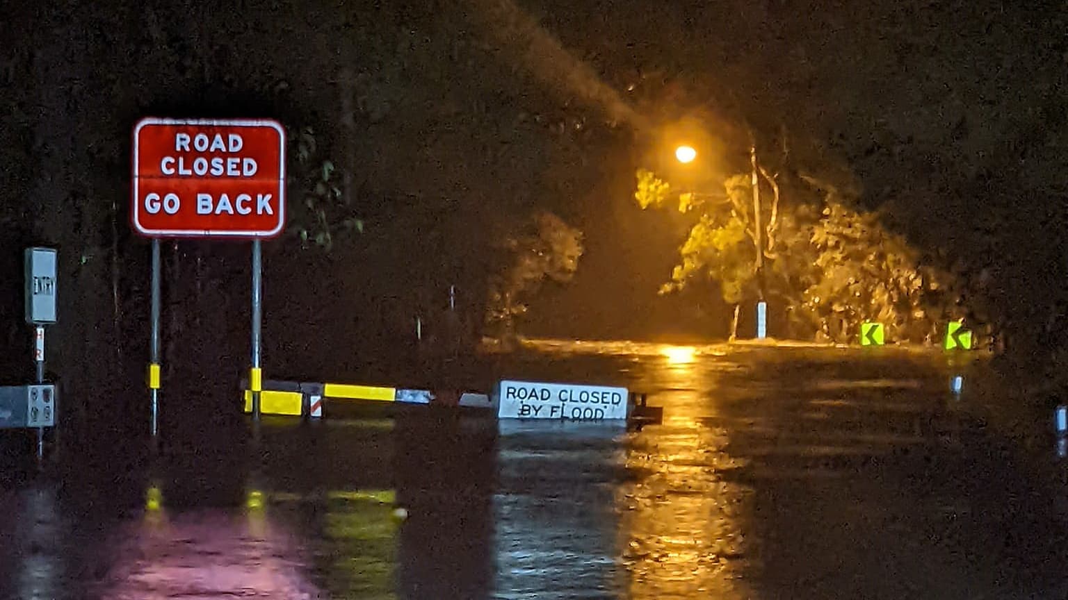 Audley Weir Flood Sign Underwater